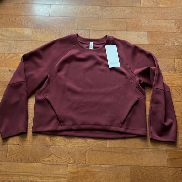 ❤️LULULEMON AIR WRAP CROPPED CREW *MODAL-RED MERLOT-12-NWOT❤️ - Picture 2 of 16